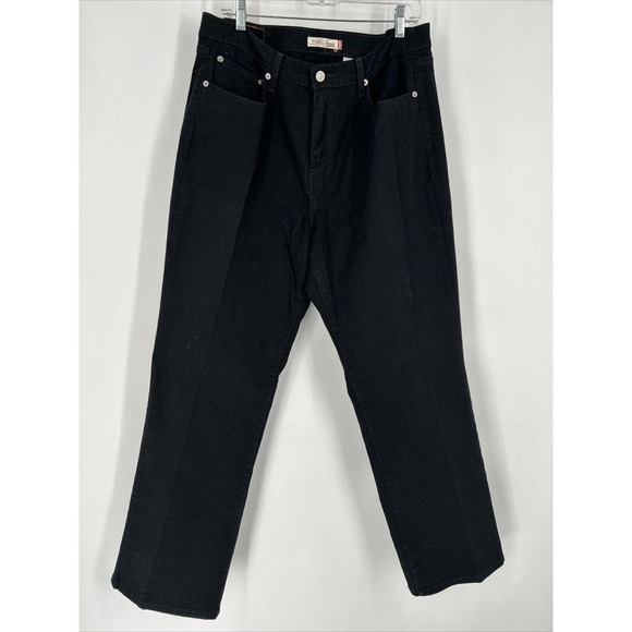 Levis 550 Black Denim Jeans 18M Relaxed Fit Boot Cut Stretch Red Tab 36x31 - Picture 1 of 7